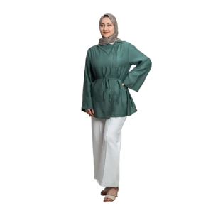 Oversize Kimonolu Üst Petrol Yeşili A Kesim Şık Model