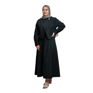 Taş Detaylı Çıkarılabilir Üstlü Siyah Elbise Modeli