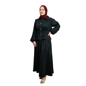 Piliseli Etekli Takım Siyah Seyyar Kemerli Model